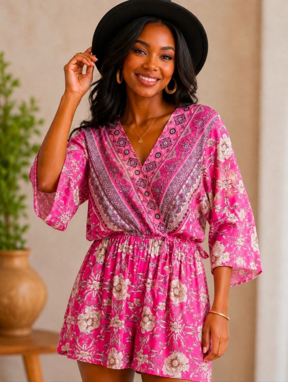 NEW!!! UMGEE Pink Floral Romper,Sz 1X,NWT